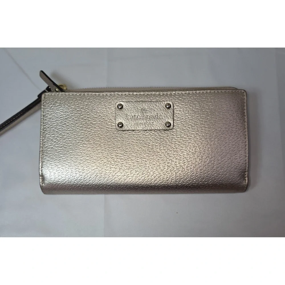 Kate Spade Wellesley Layton Gold  Champagne‎ Leather Wallet Wristlet Metallic